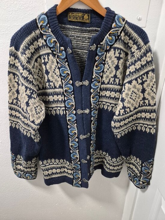 Nordstrikk Sweaters - Nordstrikk Norwegian Wool Cardigan Sweater Ornate Clasps Embroidered Trim M READ